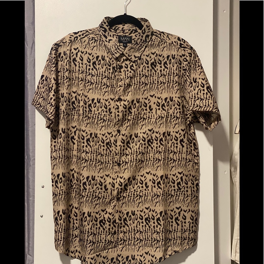 Boohoo Man Leopard Short Sleeve Button Up